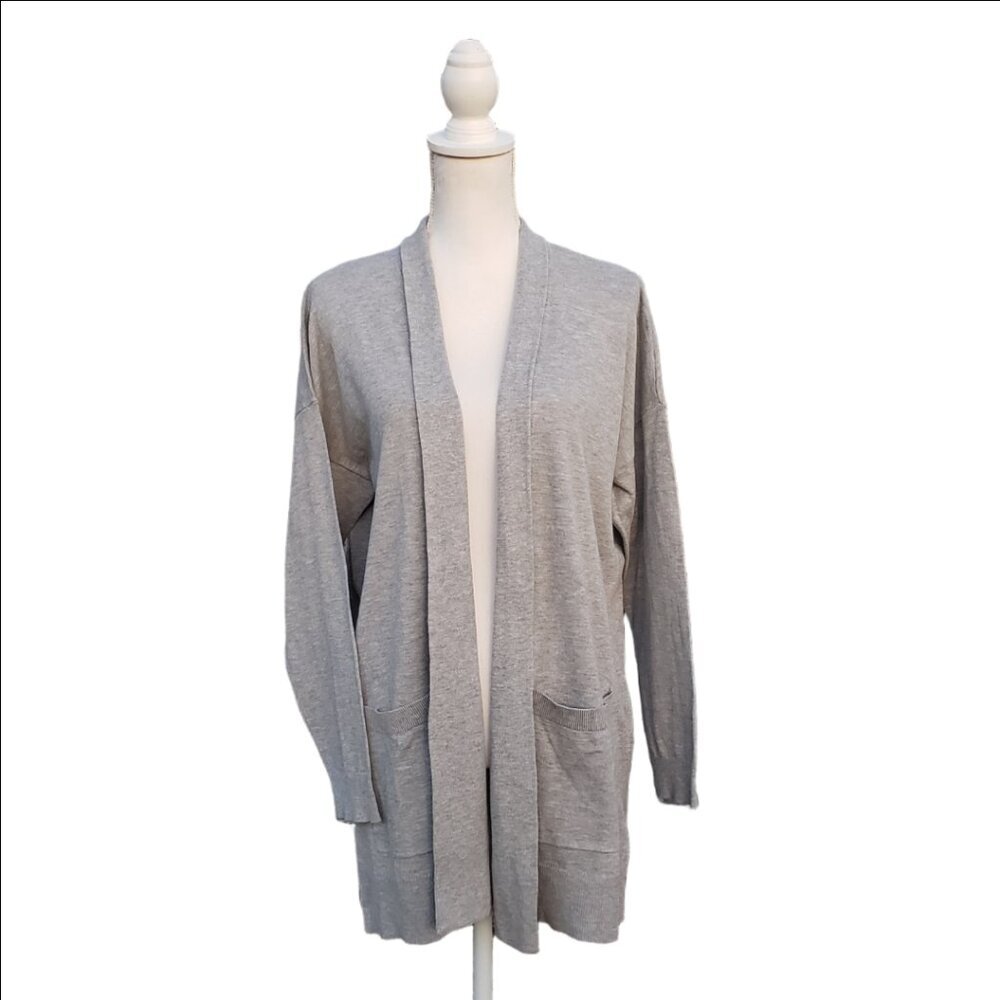 Chaps Gray Open Front Cardigan Size L NWT - Picture 2 of 9
